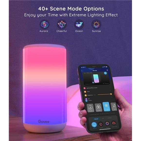 RGBIC Table Lamp, Smart Lamp Work with Alexa, LED Beside Lamp with Music Sync - Picture 4 of 5